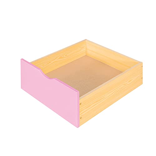 Pink Twin-Over-Twin Bunk Bed with Slide, 2 Drawers, 3 Shelves, Solid Wood R3894