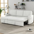 Beige Corduroy L-Shaped Sleeper Sofa with Storage Chaise and 2 Pillows M17222