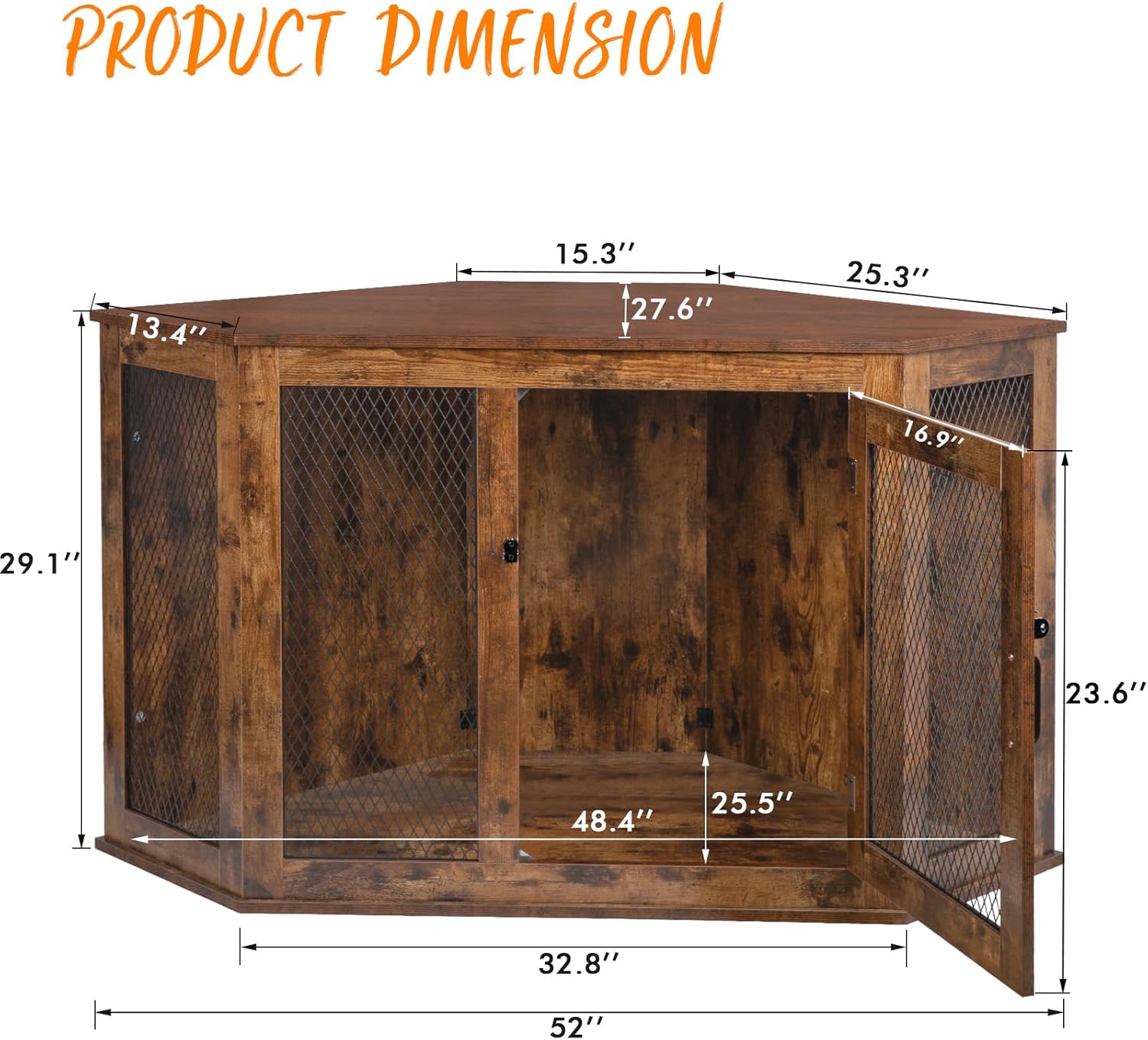 44/52inch Wooden Dog Kennel with Mesh H4352