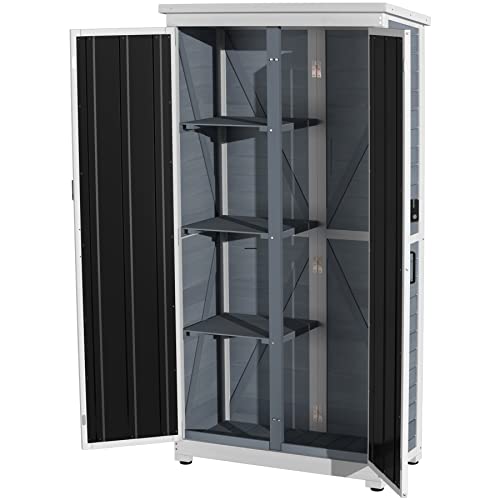 Outdoor Storage Cabinet Wood Metal Garden Shed 66" S468459