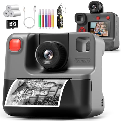 Blue FHD Selfie Digital Video Camera with 3 Rolls Print Paper & 32G Card H684327