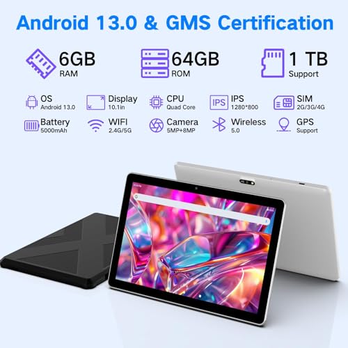 10.1 inch 4G LTE Tablet with SIM Card Slot, 64GB Storage F44181