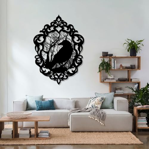 Gold Metal Crow Wall Art 13x19 in S8190
