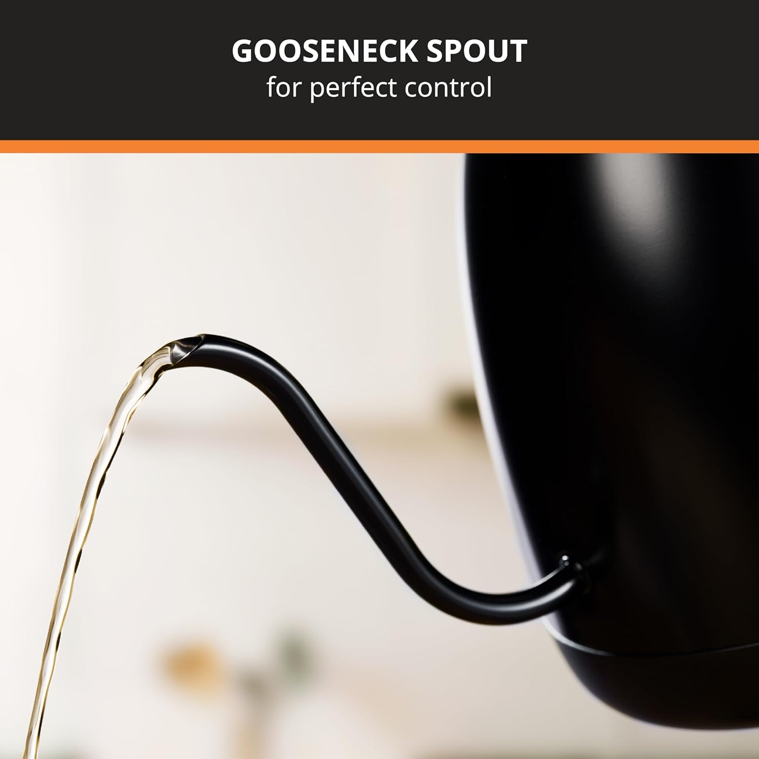 Black Stainless Steel Gooseneck Electric Kettle 1 Liter Y1294