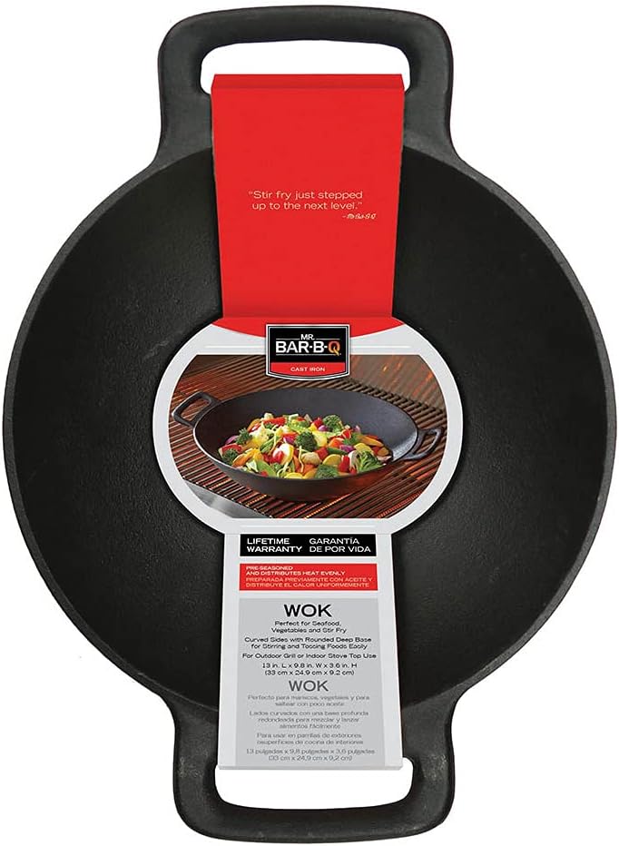 Cast Iron Wok with 2 Handles Black G8628