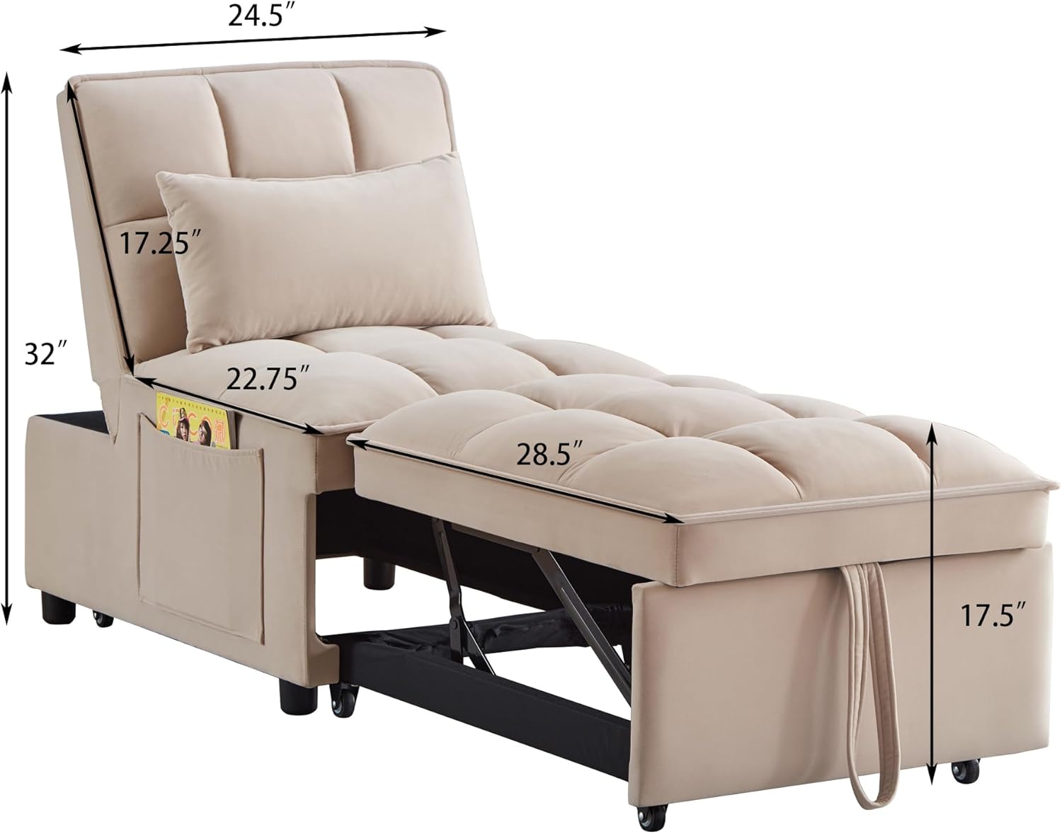 Gray Folding Single Sofa Bed F7728