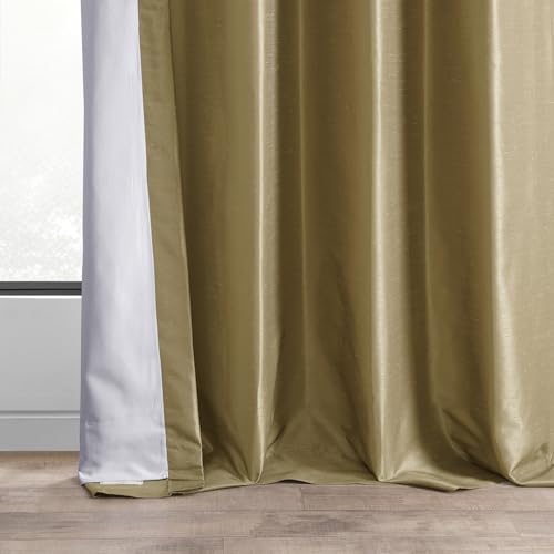 Ruched Faux Dupioni Silk Curtains 50 X 96 (1 Panel), Flax Gold Z878