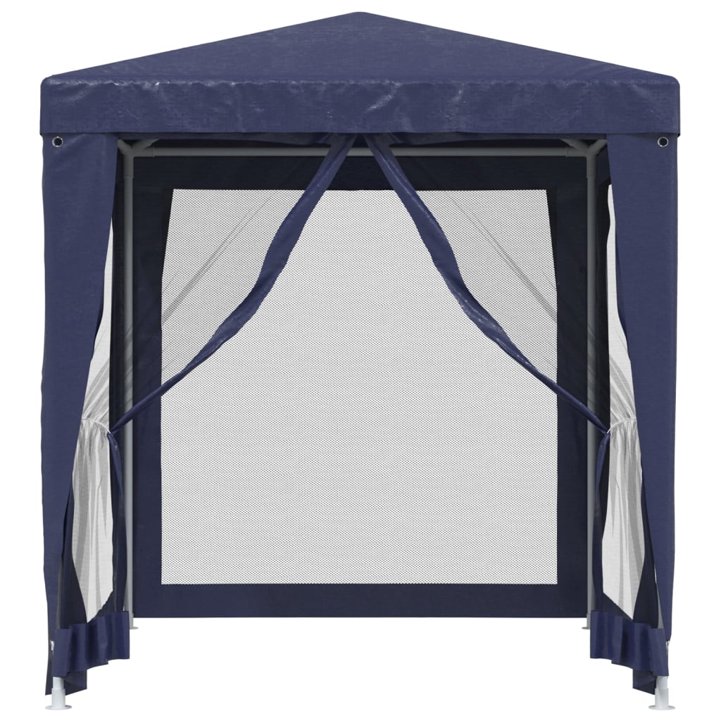 Blue 6.6'x6.6' HDPE Party Tent with 4 Mesh Sidewalls F57881