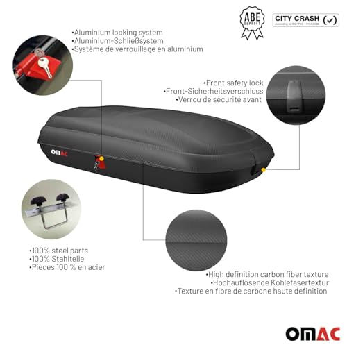 11.3 Cubic Feet Carbon Fiber Textured Car Rooftop Cargo Box O123