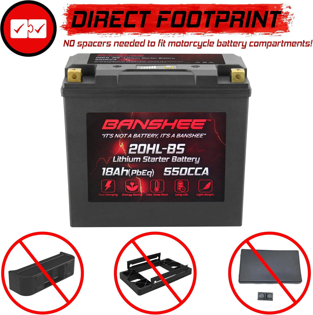 Lithium Motorcycle Powersport Battery YTX20L-BS 12.8V 18AH 550 CCA with BMS N6737