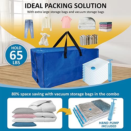 6 Pack Heavy Duty Extra Large Moving Bags with Backpack Straps & Vacuum Storage Bags X995252