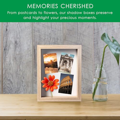 11” x 11” Dark Oak Wooden Shadow Box Frame with Tempered Glass A2300