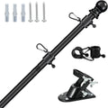 6FT Metal Flag Pole with Two-Position Bracket Holders Black P974553
