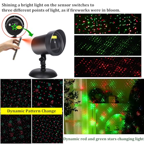 Red & Green Stars Motion Laser Christmas Lights Projector A6530