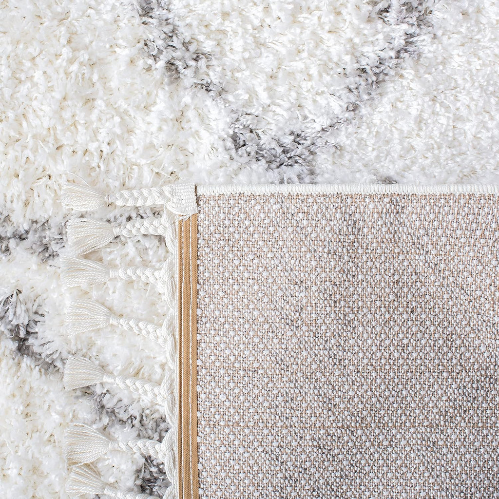 9' x 12' Ivory Grey Shag Area Rug E38204