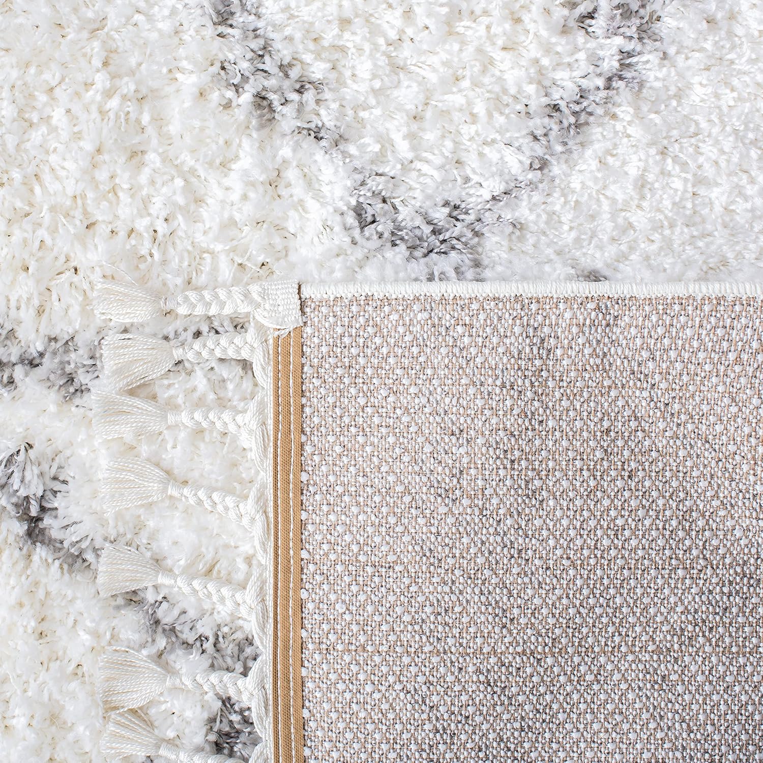 9' x 12' Ivory Grey Shag Area Rug E38204