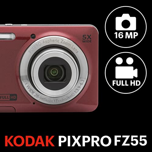16MP Digital Camera 5X Optical Zoom 28mm Wide Angle 1080P Full HD Video 2.7" LCD (Blue) S128