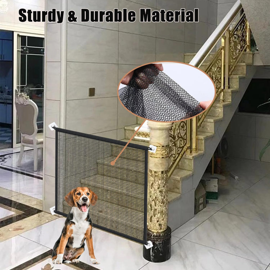 Portable Mesh Pet Gate, 43.5" W x 31" H, 6 Hooks Y49645
