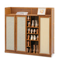 Bamboo 30 Pairs 7-Tier Shoe Cabinet with Folding Rattan Doors and Boots Compartments N749580