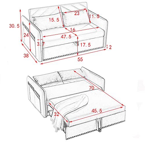 3-in-1 Velvet Sofa with Pullout Bed H70359
