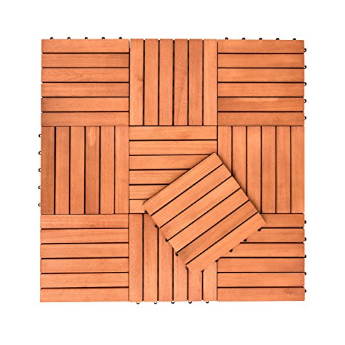 8-Slat Acacia Hardwood Interlocking Deck Tile R5873