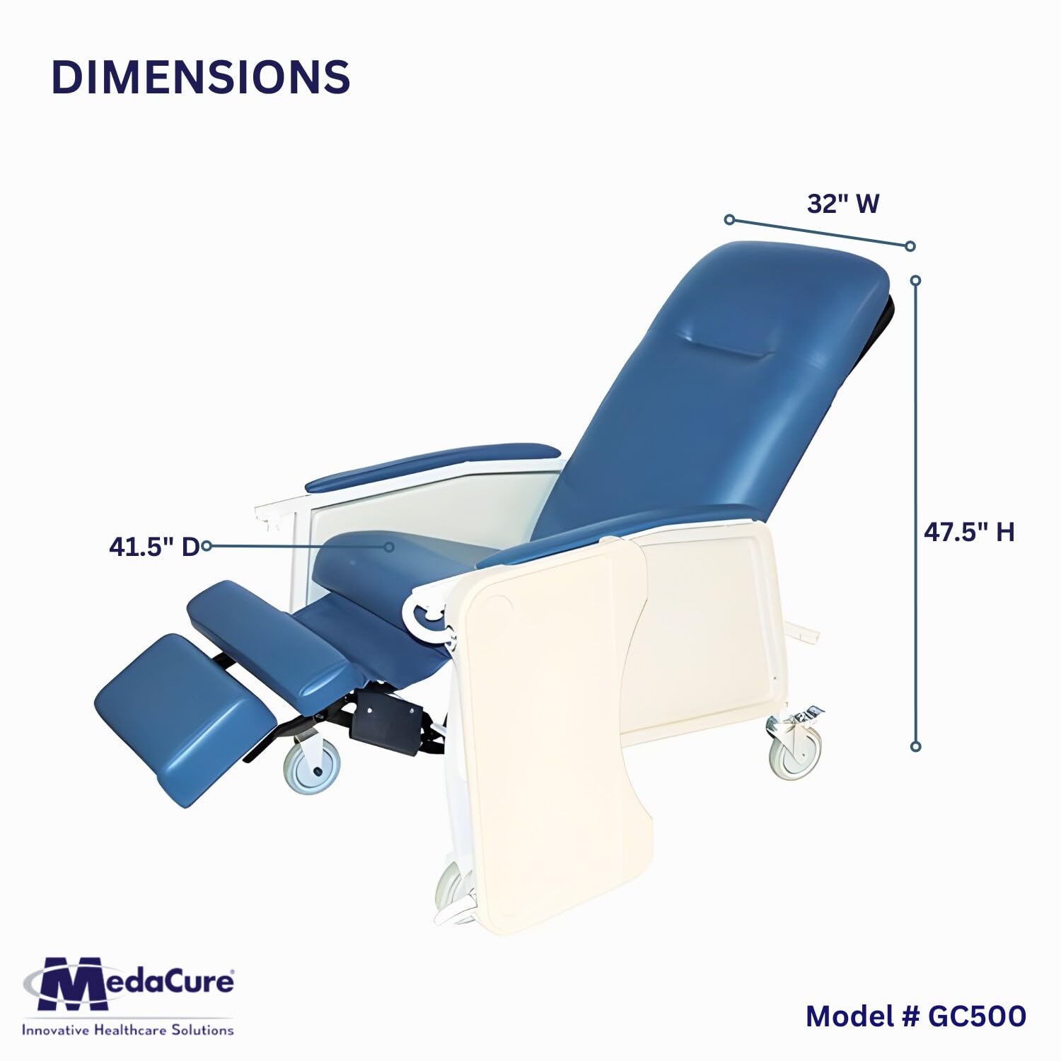 Reclining Geri Chair, 3 Positions, 500 Lbs Weight Capacity H843