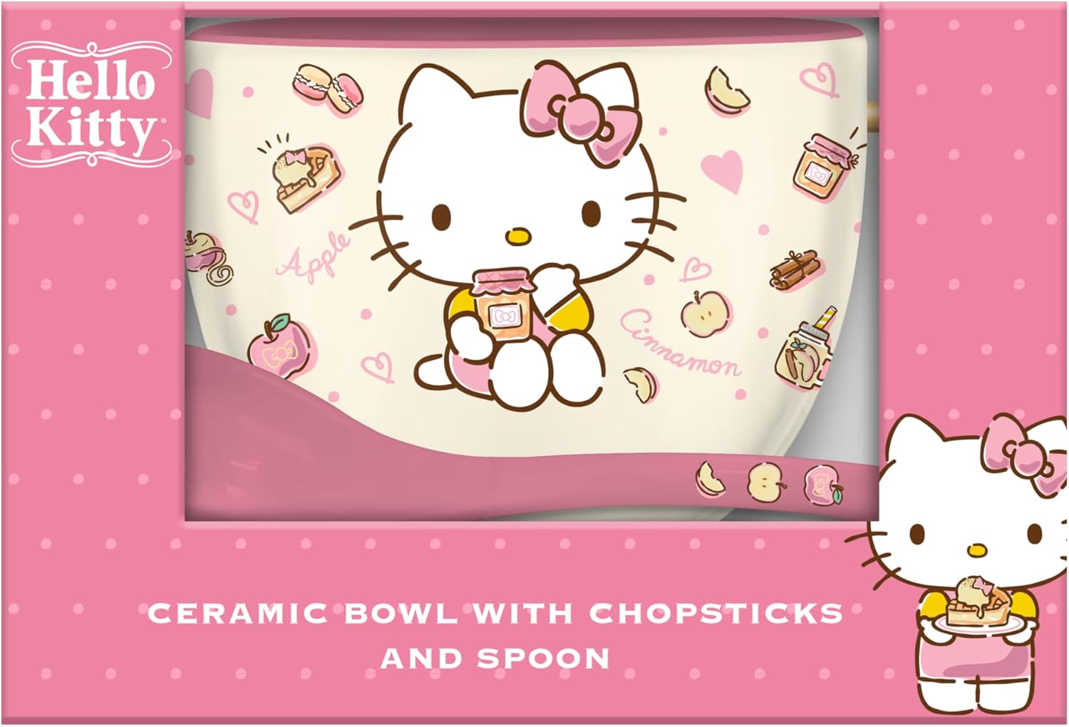 20 Ounce Ceramic Ramen Noodle Rice Bowl with Chopsticks and Spoon K49302