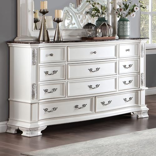King-Size Wood 5-Piece Bedroom Set with Button-Tufted Headboard Y465550