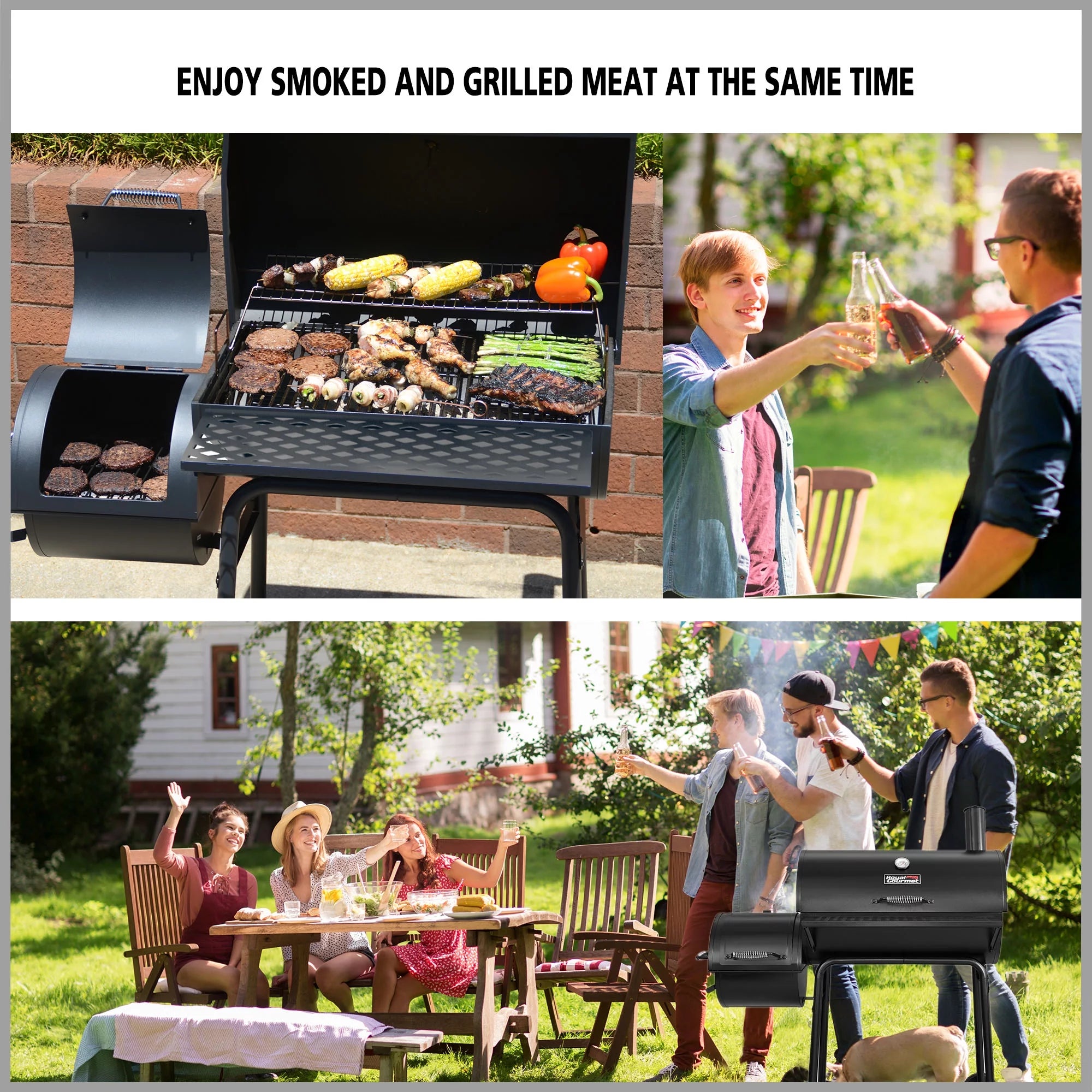 30" Charcoal Grill with Offset Smoker S8133