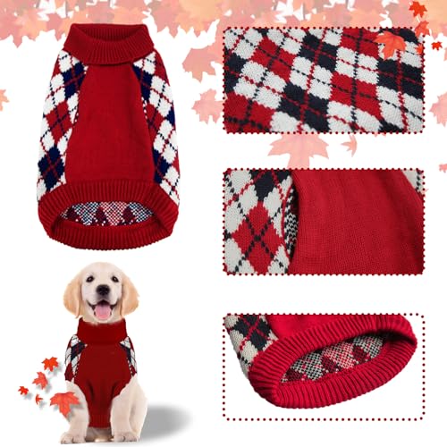 Red Argyle Knit Dog Sweater A62155