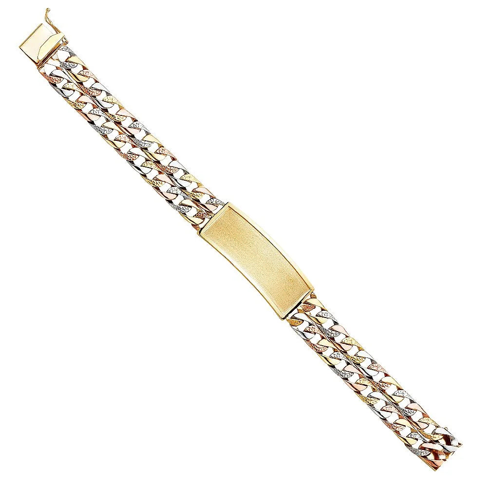 14K Nugget Cuban Link ID Bracelet - 8.5" S8052