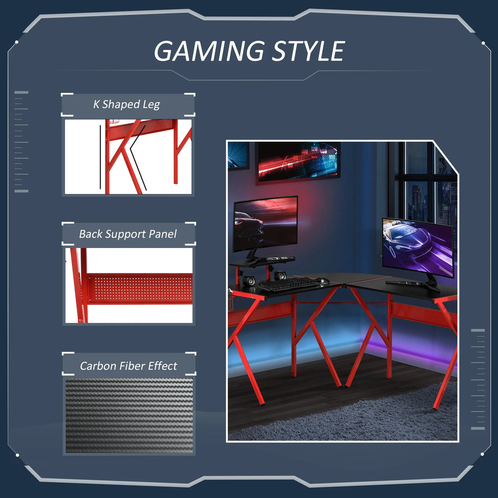 L-Shaped Gaming Corner Computer Desk with Adjustable Desk X74621