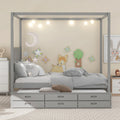 Gray Wooden Queen Platform Bed with Trundle and 3 Storage Drawers T814465