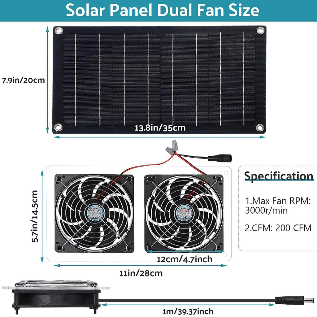 Waterproof Solar Exhaust Fan Extractor Ventilation Portable T949664