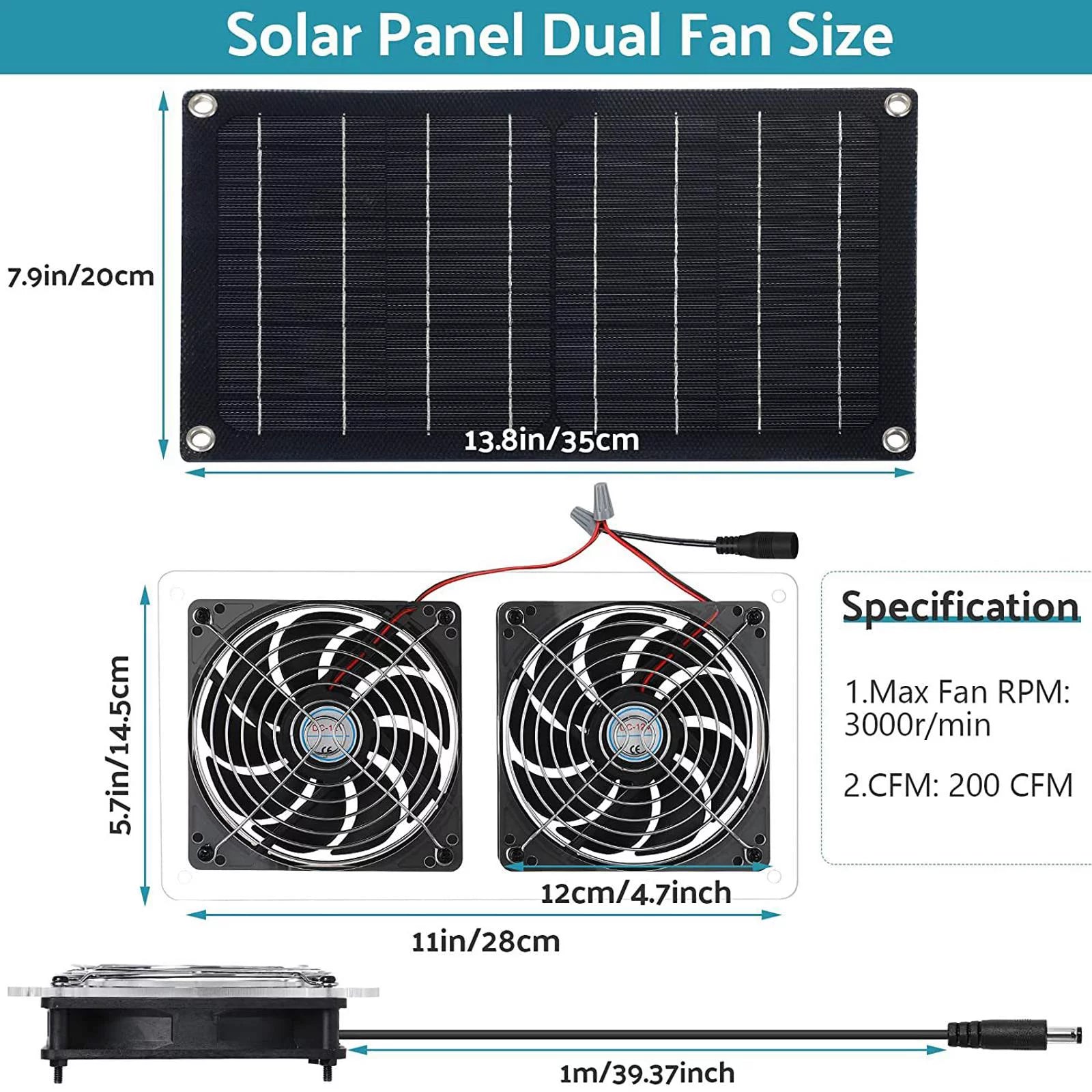 Waterproof Solar Exhaust Fan Extractor Ventilation Portable T949664