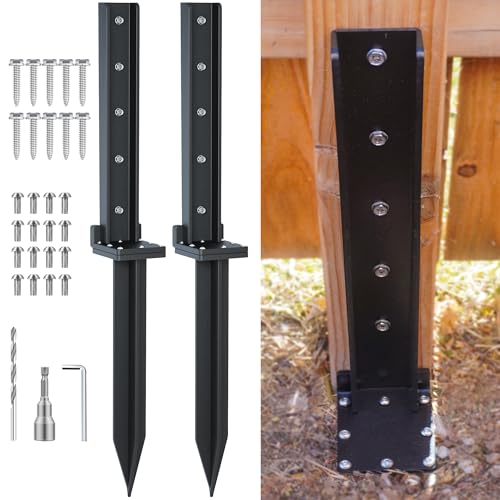 4-Pack 32in Stainless Steel Fence Post Anchor Black J188