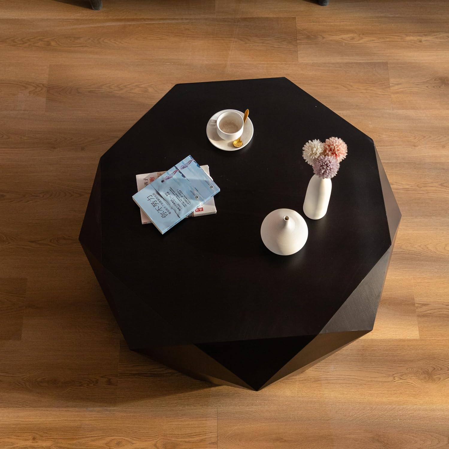 Black Round Wood Coffee Table K154