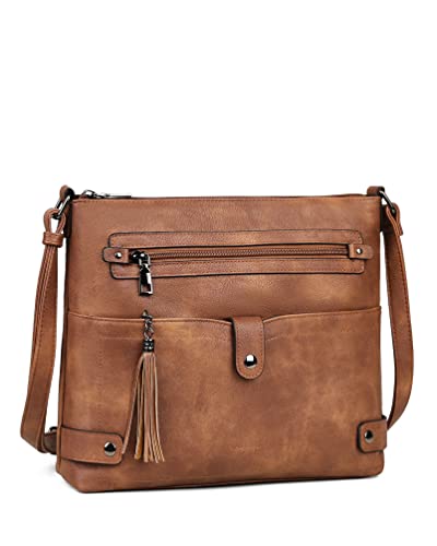 Large Leather Crossbody Bag with Multi Pocket U776313