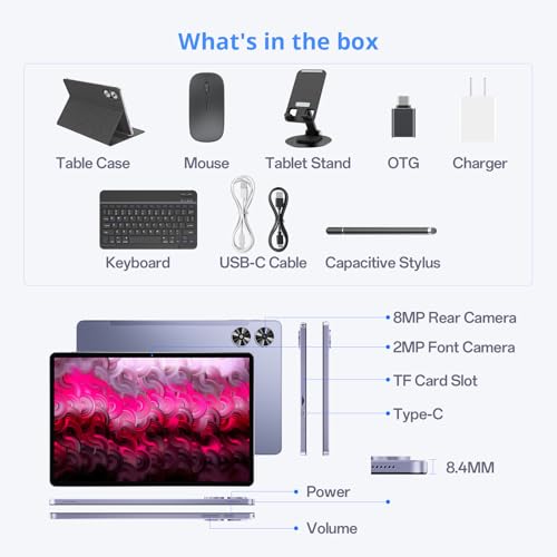 Gray 11 Inch 2-in-1 Tablet with Keyboard T191719