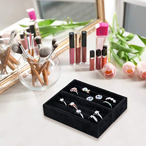2PCS Black Velvet 8 Slots Jewelry Tray V96662