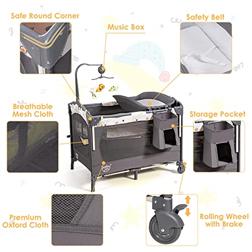 4 in 1 Pack and Play with Bassinet and Changing Table P38082