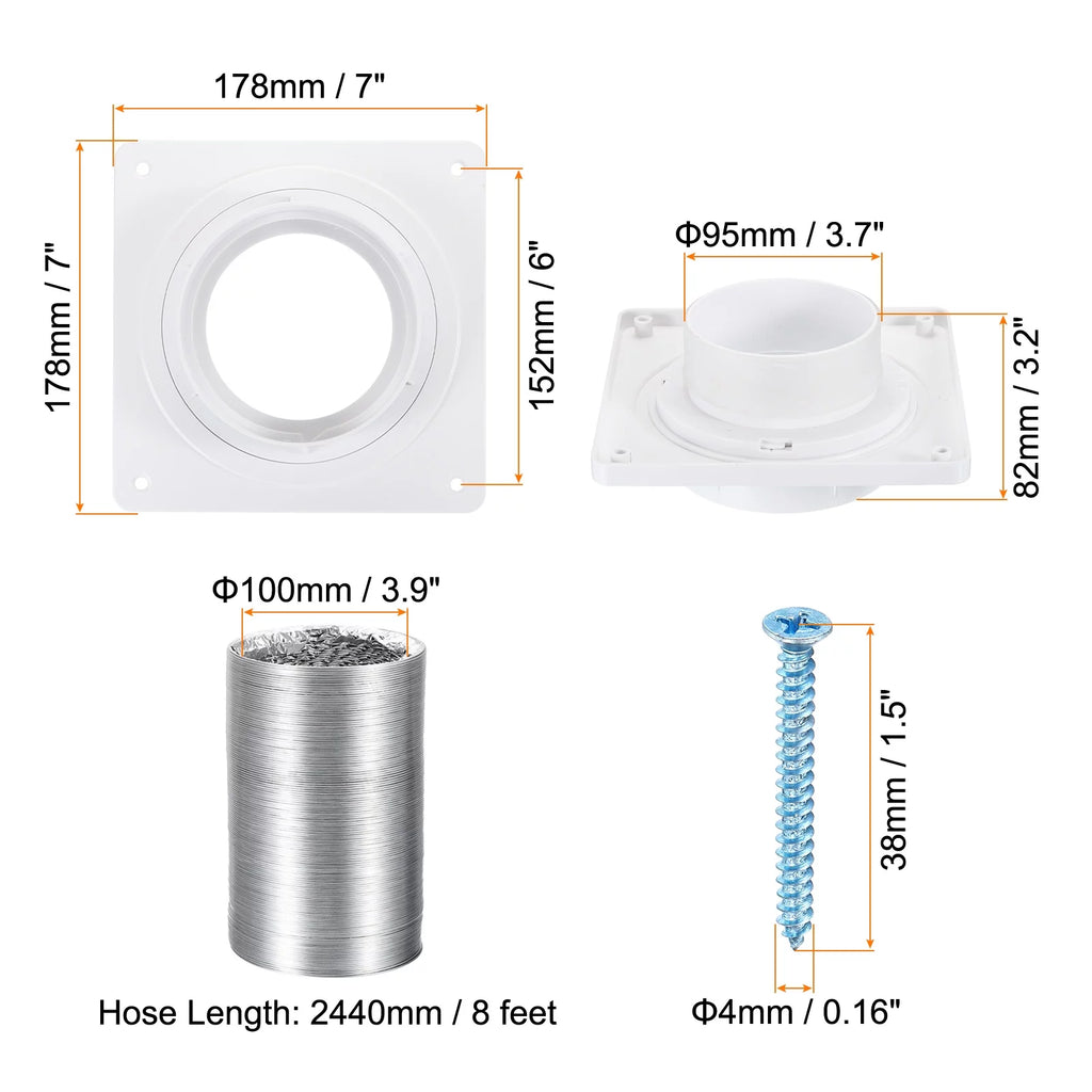 4 Inch Dryer Vent Wall Plate Adapter Ventilation Duct Flange White K32727