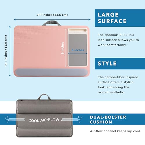 Pink Lap Desk with Wrist Rest and Mouse Pad for 15.6 Inch Laptops Z89801