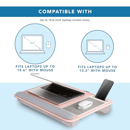 Pink Lap Desk with Wrist Rest and Mouse Pad for 15.6 Inch Laptops Z89801