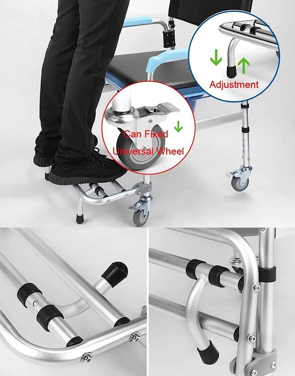 Lightweight Bedside Commode Portable Toilet Bath Chair Adjustable Height Shower Chair V84112
