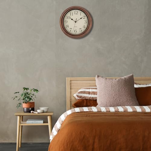 Retro Silent Non-Ticking Round Quartz Battery Operated Wall Clock 12 inch Bronze V950