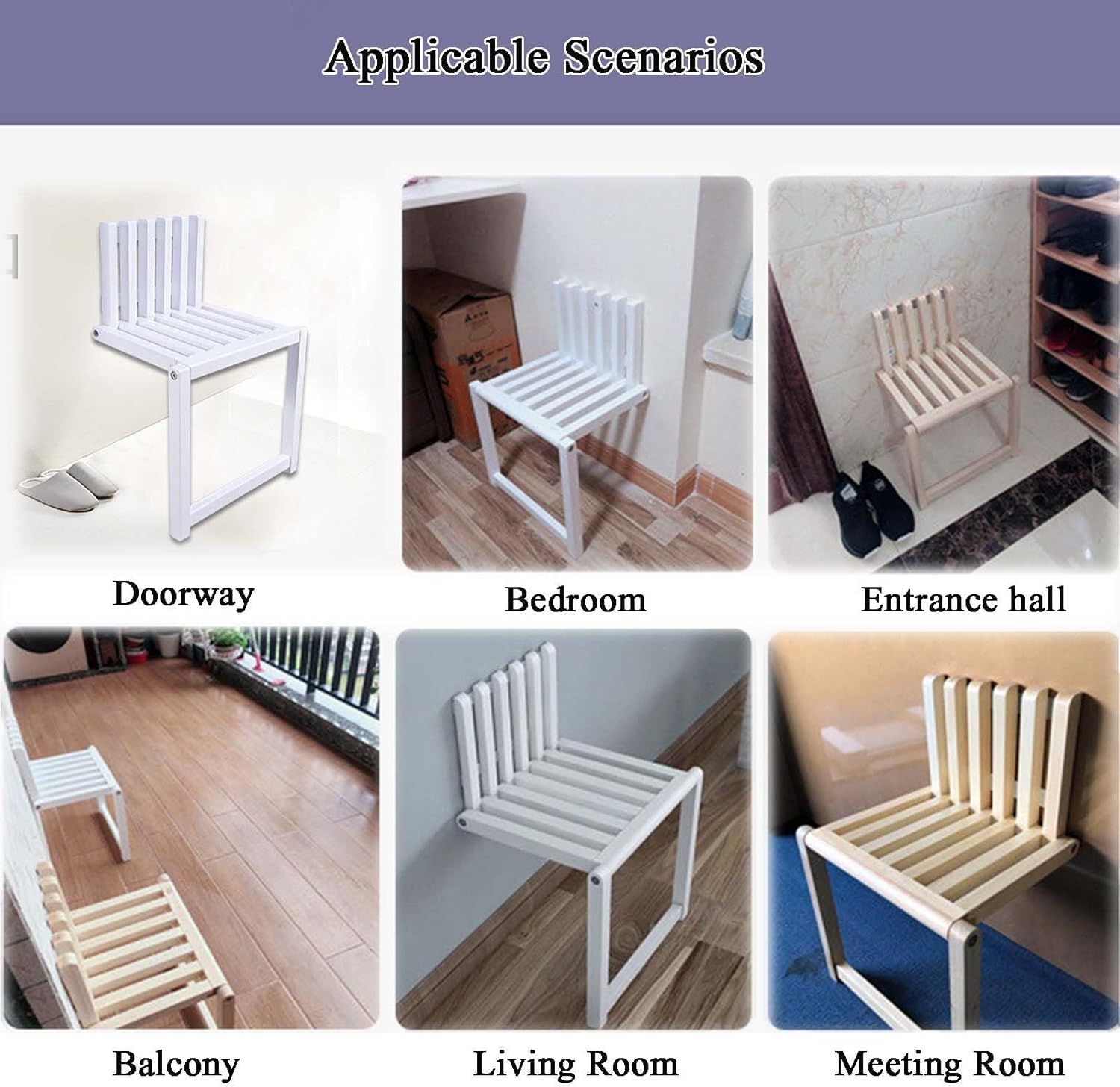 Solid Wood Folding Wall Mounted Stool with Supporting Legs X978