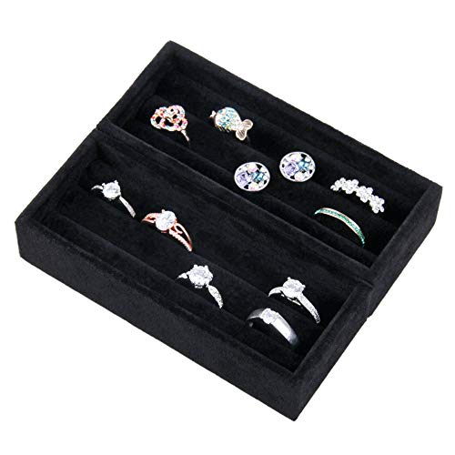 2PCS Black Velvet 8 Slots Jewelry Tray V96662