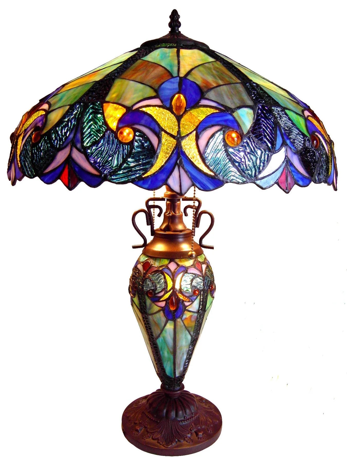 Tiffany-Style 3 Light Double Lit Table Lamp 18" Shade O323