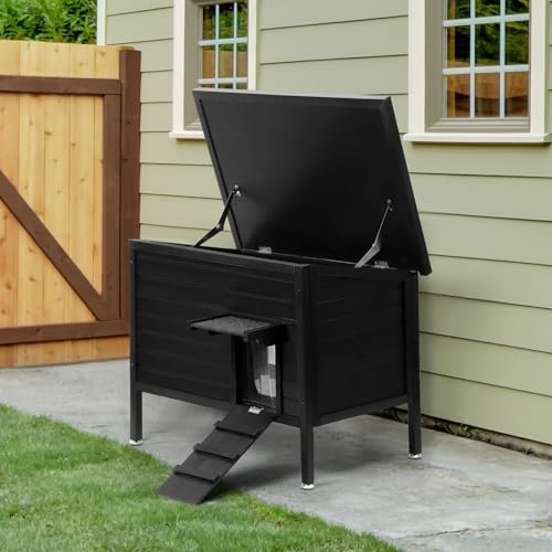 Large Size 34.2" L*21.2" W*26.7" H Insulated Wooden Cat Shelter W6242